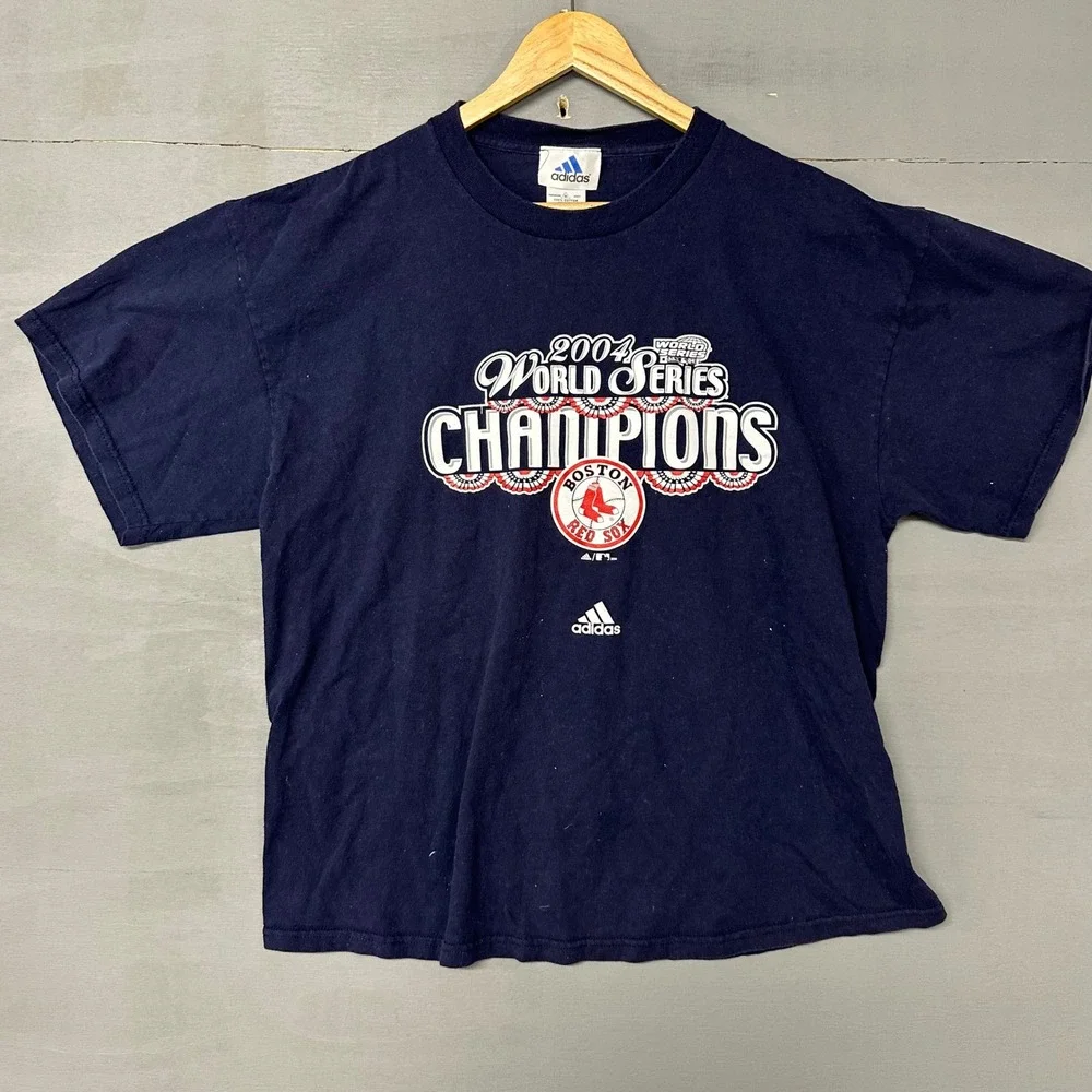Adidas Boston Red‎ Sox 2004 World Series Champions Shirt Mens XL Navy Blue MLB